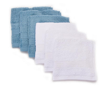 White & Blue Washcloths, 12-Pack