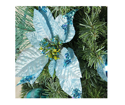 4' Blue Poinsettia Pencil Unlit Potted Artificial Christmas Tree