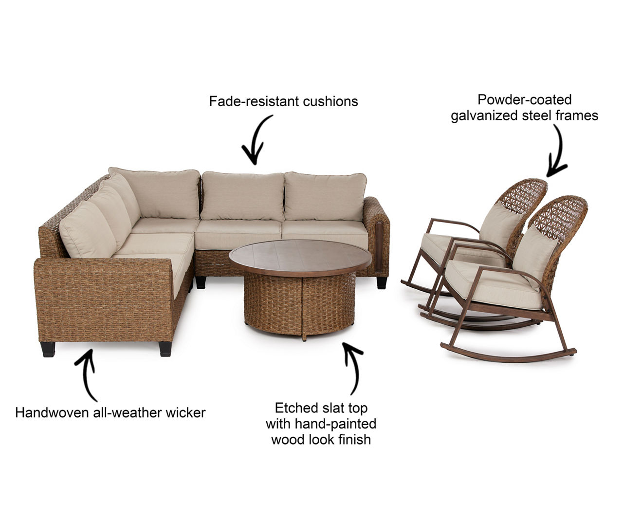 Laurel Terrace Wicker Cushioned Patio Sectional