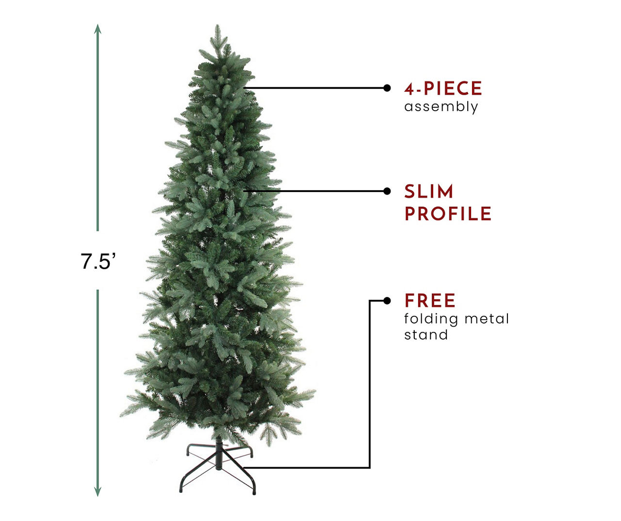 Northlight 7.5' Washington Frasier Fir Slim Unlit Artificial Christmas Tree