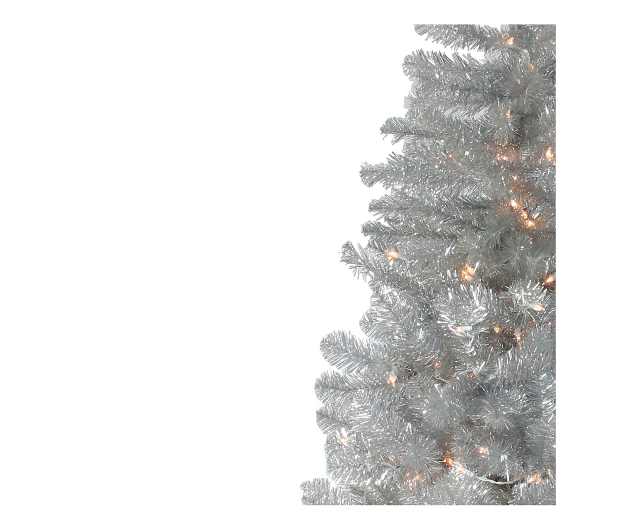 4.5' Silver Metallic Pre-Lit Tinsel Christmas Tree