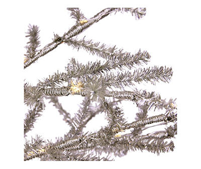 3' Silver Twig Pre-Lit Tinsel Christmas Tree