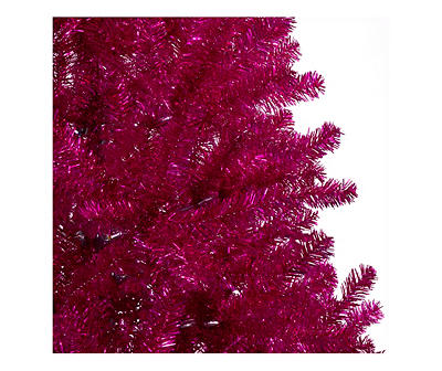 9' Pink Metallic Unlit Tinsel Christmas Tree