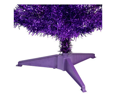 4' Purple Unlit Tinsel Christmas Tree