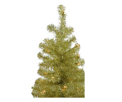 4' Gold Iridescent Slim Pre-Lit Tinsel Christmas Tree