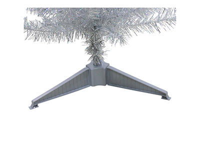 4' Holographic Silver Slim Unlit Tinsel Christmas Tree