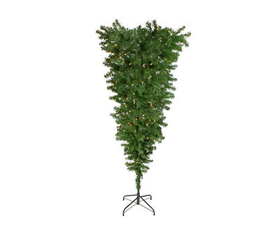 5.5' Green Upside Down Spruce Pre-Lit Artificial Christmas Tree with Clear Lights