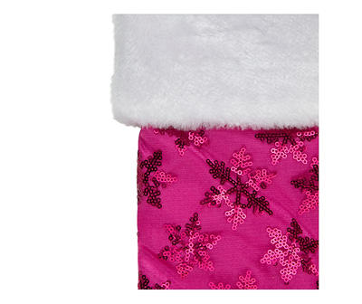Pink Sequin Snowflake Stocking