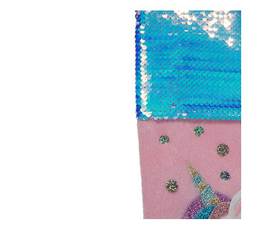 Pink Glitter Unicorn Stocking with Mermaid Sequin Cuff