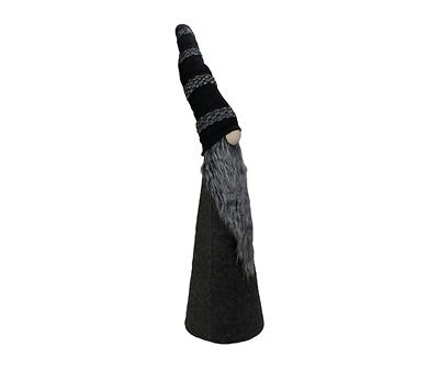 37" Black & Gray Knit Gnome LED Tabletop Decor