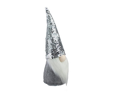 14" Silver & White Mermaid Sequin Gnome Tabletop Decor