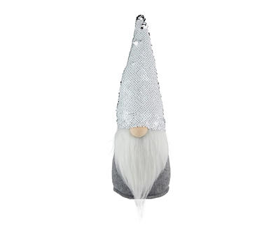 14" Silver & White Mermaid Sequin Gnome Tabletop Decor