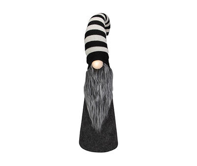 27" Black & White Stripe Hat Gnome LED Tabletop Decor
