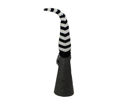 27" Black & White Stripe Hat Gnome LED Tabletop Decor