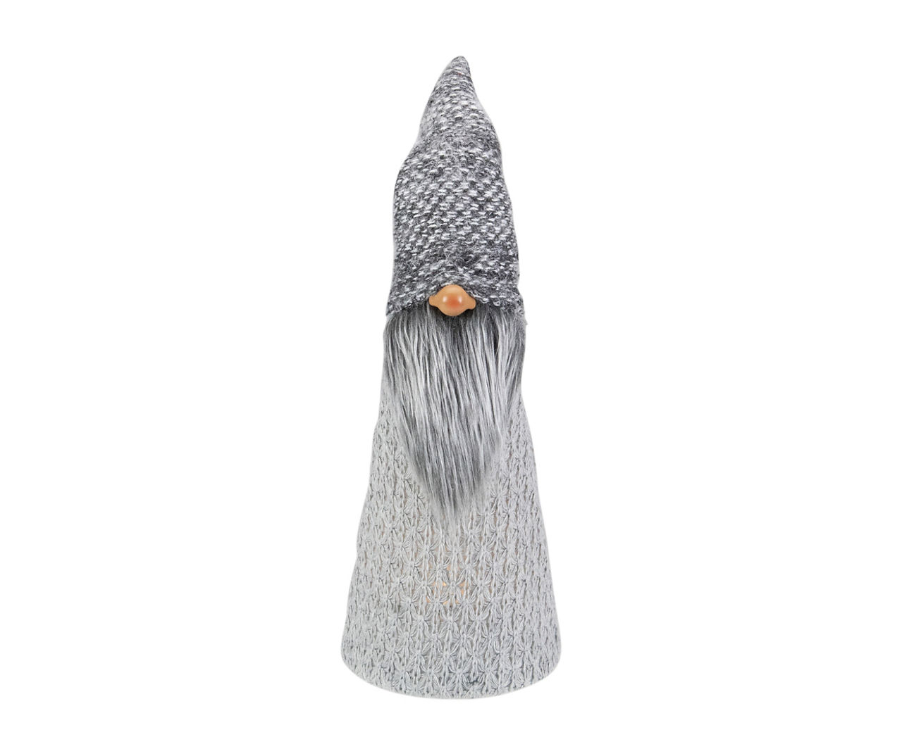 16" Gray Knit Hat Gnome LED Tabletop Decor
