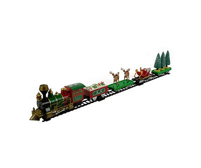 Red, Green & Black 22-Piece Smoke & Animated Train Set