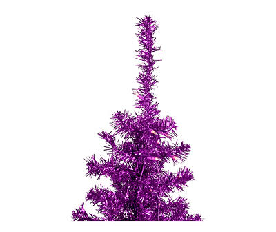 4' Purple Pre-Lit Tinsel Christmas Tree with Clear Lights