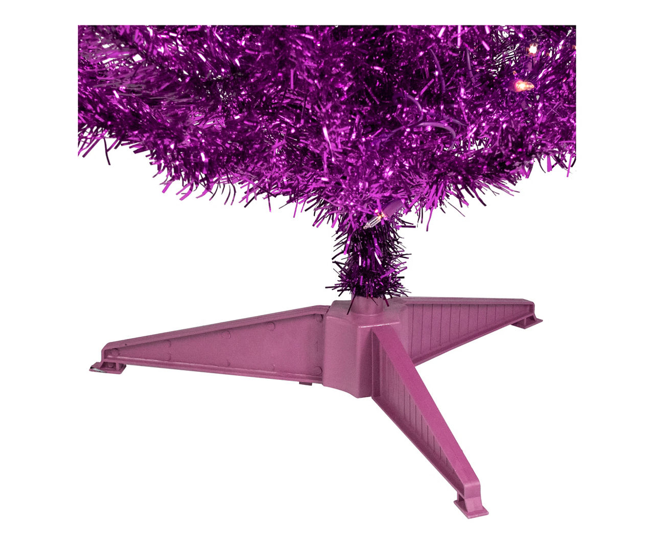 4' Purple Pre-Lit Tinsel Christmas Tree with Clear Lights