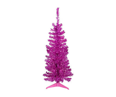 4' Pink Unlit Tinsel Christmas Tree