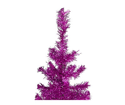 4' Pink Unlit Tinsel Christmas Tree