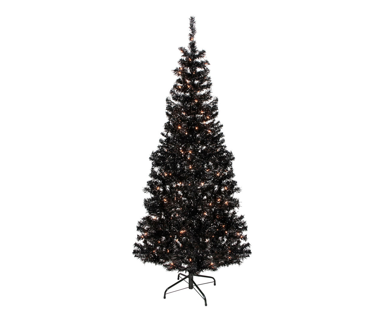 Northlight 6' Black PreLit Tinsel Christmas Tree with Clear Lights