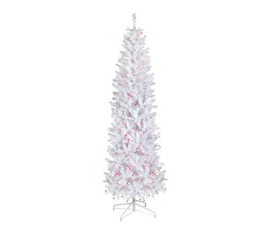 6.5' Woodbury White Pine Pencil Pre-Lit Artificial Christmas Tree with Pink Lights