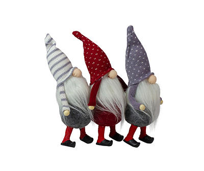 Red, Gray & White Gnomes 3-Piece Ornament Set