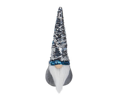 13.5" Blue & Silver Mermaid Sequin Gnome Tabletop Decor