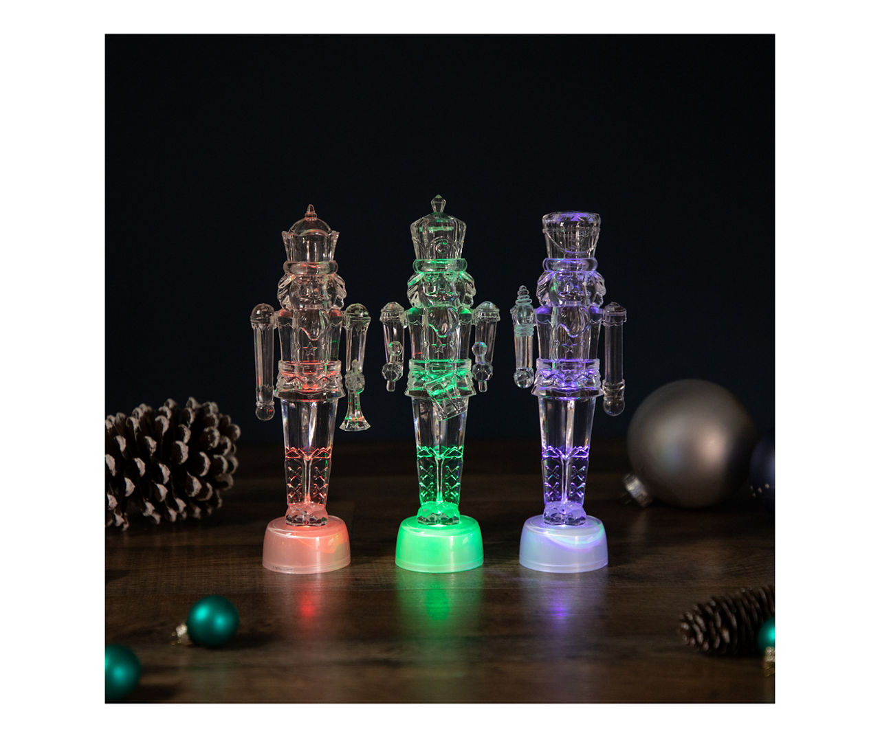 Icy Crystal Color-Changing Nutcracker 3-Piece LED Decor Set