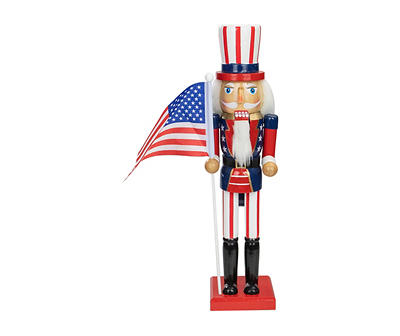 15" Patriotic Uncle Sam Nutcracker with Flag