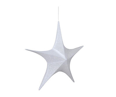 30" White Foldable Tinsel Star