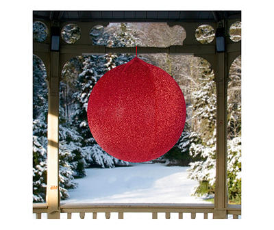 19.5" Inflatable Red Tinsel Ball Ornament
