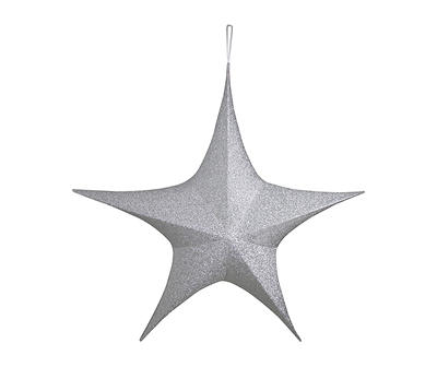 44" Silver Foldable Tinsel Star