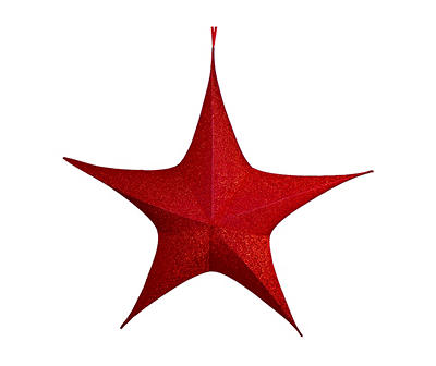 44" Red Foldable Tinsel Star