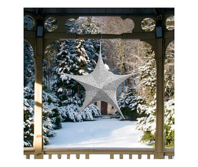 30" Silver Foldable Tinsel Star