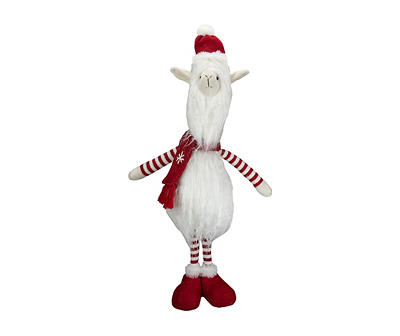 26" White & Red Standing Llama Tabletop Decor