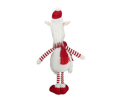 26" White & Red Standing Llama Tabletop Decor