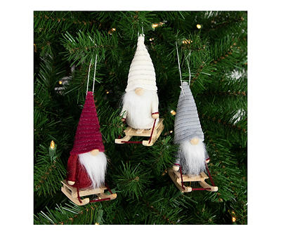 Sledding Gnome 3-Piece Ornament Set