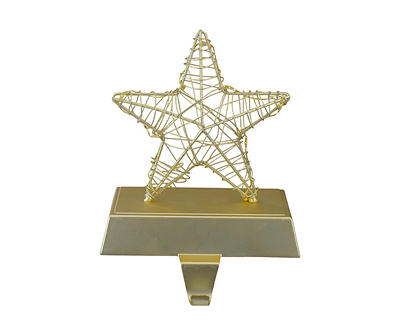 Gold Wire Star LED Stocking Holder