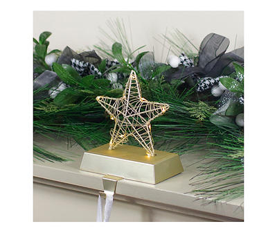 Gold Wire Star LED Stocking Holder