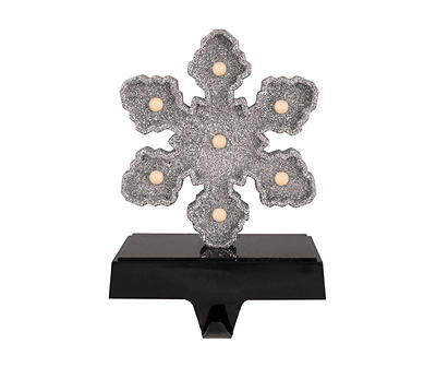 Silver Glitter Snowflake LED Stocking Holder