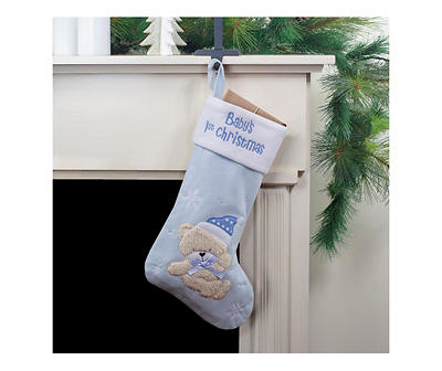 "Baby's 1st Christmas" Blue Bear Stocking