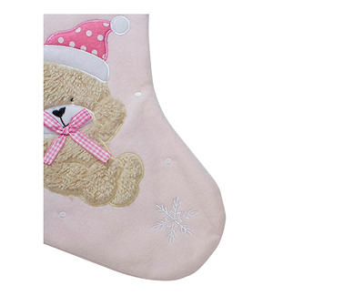 "Baby's 1st Christmas" Pink Bear Stocking