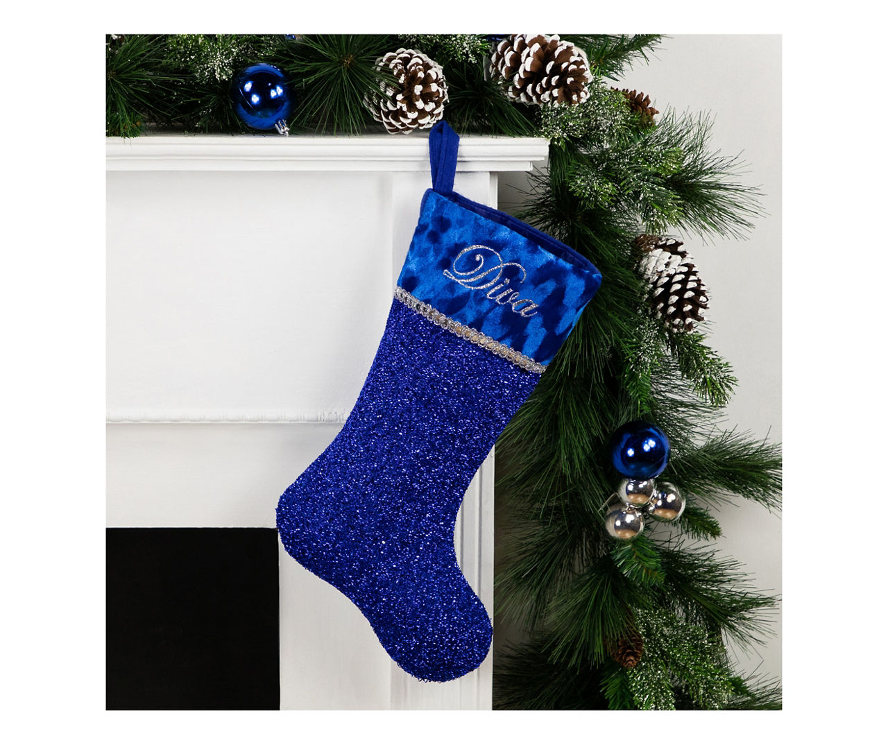 "Diva" Blue & Silver Stocking