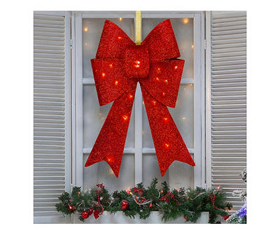 26" Red LED Tinsel Bow