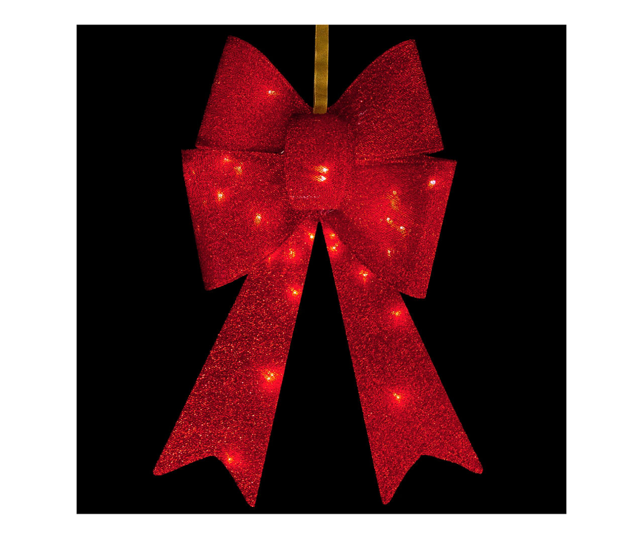 26" Red LED Tinsel Bow