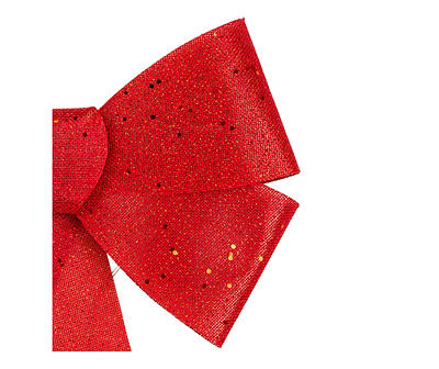 16" Red Color-Changing LED Glitter Burlap Bow