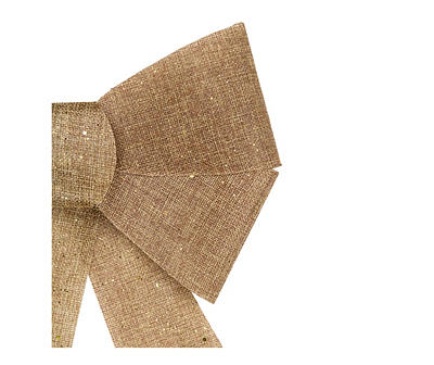 16" Gold Color-Changing LED Glitter Burlap Bow