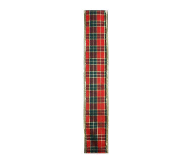 2.5" x 10 Yards Green & Red Plaid Craft Ribbon, 12-Pack