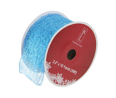 2.5" x 10 Yards Blue Glitter Craft Ribbon, 12-Pack